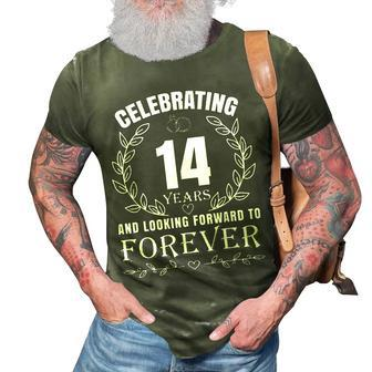 Cute 14Th Wedding Anniversary For Couples Married 14 Year 3D Print Casual Tshirt - Seseable