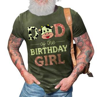 Dad Of The Birthday Girl Farm Cow Daddy Papa 3D Print Casual Tshirt - Seseable