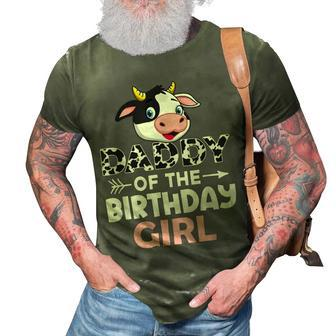 Daddy Of The Birthday Girl Cows Farm Cow Lover Dad 3D Print Casual Tshirt - Seseable
