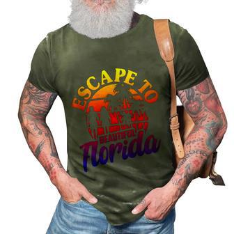 Florida Escape To Beautiful Florida Vintage Desantis Escape Great Gift 3D Print Casual Tshirt - Monsterry