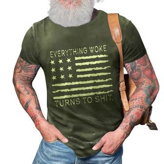 Funny Anti Biden Everything Woke Turns To Shit American Flag 3D Print Casual Tshirt - Monsterry UK