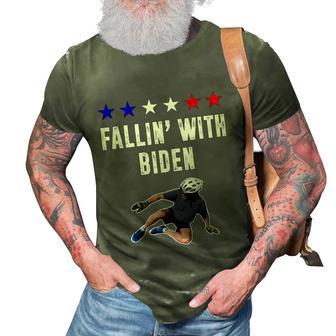 Funny Anti Biden Fallin With Biden Funny Joe Biden Bike Fall 3D Print Casual Tshirt - Monsterry