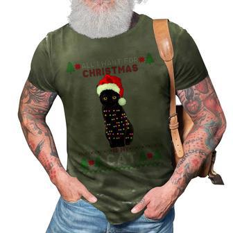 Funny Cat Lovers Cute Cat Santa Hat Ugly Christmas Sweater 3D Print Casual Tshirt - Thegiftio UK