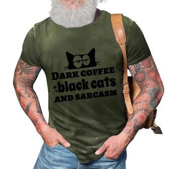 Funny Halloween Dark Coffee Black Cats Halloween Black Cat 3D Print Casual Tshirt - Thegiftio UK