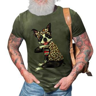 Funny I Love Mom Tattoo Boston Terrier Dog Mom Mothers Day 3D Print Casual Tshirt - Thegiftio UK