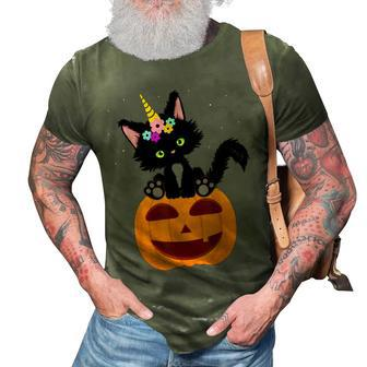 Halloween Unicorn Cat Black Pumpkin Scary Costume Girls Kids 3D Print Casual Tshirt - Seseable