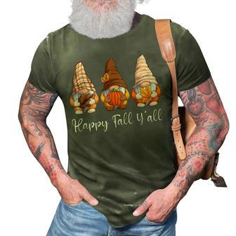 Happy Fall Yall Gnome Pumpkin Funny Autumn Gnomes 3D Print Casual Tshirt - Seseable