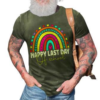 Happy Last Day Of School Teacher Student Graduation Rainbow 1 3D Print Casual Tshirt - Thegiftio UK