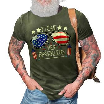 I Love Her Sparklers Matching Couple 4Th Of July Sunglasses 3D Print Casual Tshirt - Seseable