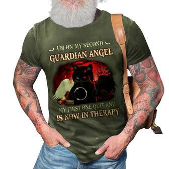 Im On My Second Guardian Angel Cool Black Cat Halloween 3D Print Casual Tshirt - Seseable