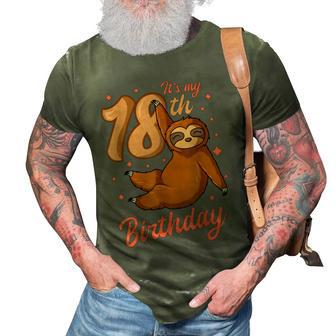 Its My 18Th Birthday Sloth Theme Party Celebration 18 3D Print Casual Tshirt - Thegiftio UK