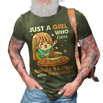 Just A Girl Who Loves Anime Ramen And Sketching Gifts Girls 3D Print Casual Tshirt - Thegiftio UK