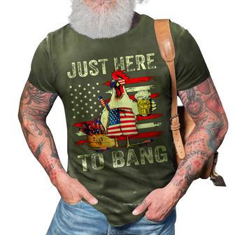Just Here To Bang Usa Flag Chicken Beer Firework 4Th Of July V2 3D Print Casual Tshirt - Seseable