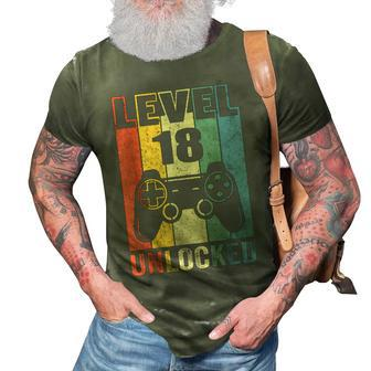 Level 18 Unlocked 18Th Video Gamer Birthday Boy Gift V2 3D Print Casual Tshirt - Seseable