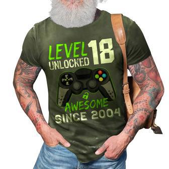 Level 18 Unlocked Awesome 2004 Video Game 18Th Birthday 3D Print Casual Tshirt - Thegiftio UK