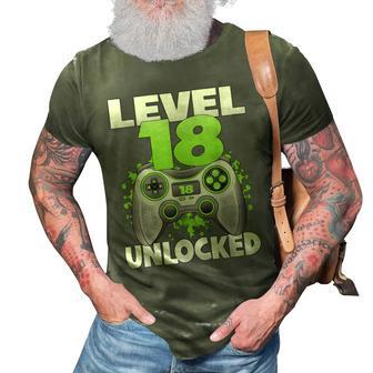 Level 18 Unlocked Video Gaming 18Th Birthday 2004 Gamer Game 3D Print Casual Tshirt - Seseable