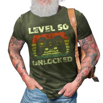 Level 50 Unlocked Funny Video Gamer 50Th Birthday 3D Print Casual Tshirt - Seseable
