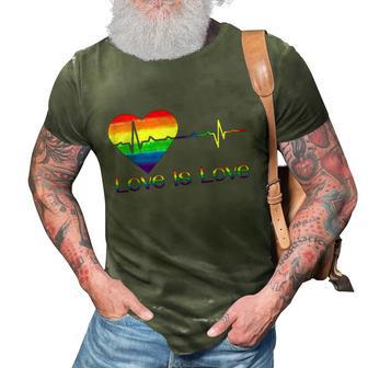Lovely Lgbt Gay Pride Heartbeat Lesbian Gays Love Is Love Cool Gift 3D Print Casual Tshirt - Monsterry AU