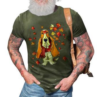 Maple Dog Leaf Fall Hello Autumn Funny Basset Hound Lover 3D Print Casual Tshirt - Seseable