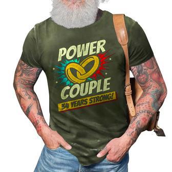 Married 34 Years Power Couple 34Th Wedding Anniversary 3D Print Casual Tshirt - Seseable