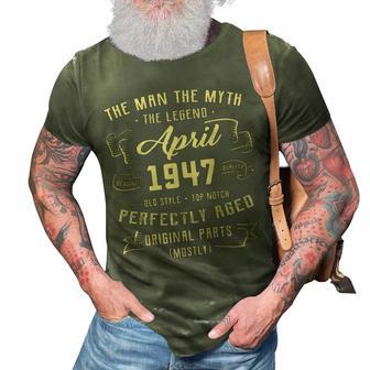 Mens Man Myth Legend April 1947 75Th Birthday Gift 75 Years Old 3D Print Casual Tshirt - Thegiftio