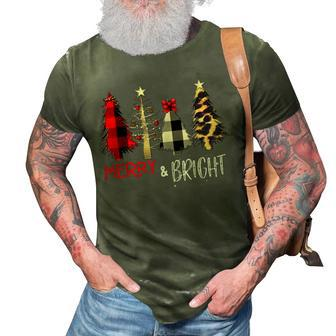Merry And Bright Christmas Wild Leopard Plaid Trees Xmas 3D Print Casual Tshirt - Thegiftio UK