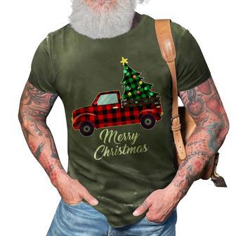 Merry Christmas Tree Buffalo Plaid Red Truck 3D Print Casual Tshirt - Thegiftio UK