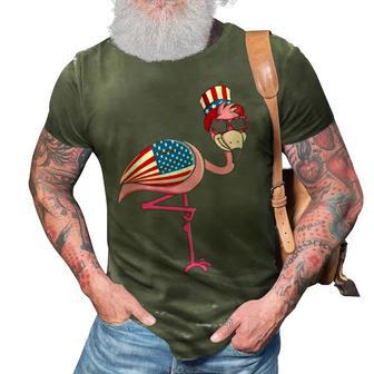 Patriotic Pink Flamingo Uncle Sam Hat 4Th Of July 3D Print Casual Tshirt - Thegiftio UK