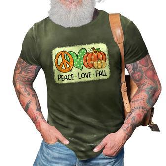 Peace & Love & Fall Pumpkin Autum Happy Fall Thanksgiving 3D Print Casual Tshirt - Thegiftio UK