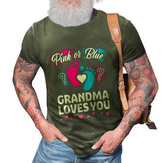 Pink Or Blue Grandma Loves You Gift Gender Reveal Cool Gift 3D Print Casual Tshirt - Monsterry AU