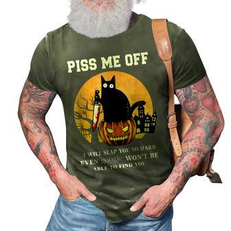 Piss Me Off Murder Black Cat Scary Pumpkin Halloween 3D Print Casual Tshirt - Seseable