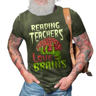 Reading Teachers Love Brains Zombie Teacher School Halloween 3D Print Casual Tshirt - Thegiftio UK