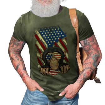 Retro American Flag Monkey Dad Mom Monkey Lover 4Th Of July 3D Print Casual Tshirt - Thegiftio