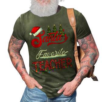 Santas Favorite Teacher Family Matching Group Christmas 3D Print Casual Tshirt - Thegiftio