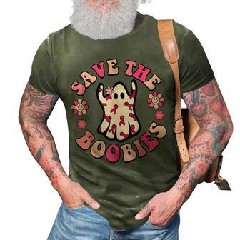 Save The Boobies Flower Boo Ghost Halloween Breast Cancer 3D Print Casual Tshirt - Thegiftio UK
