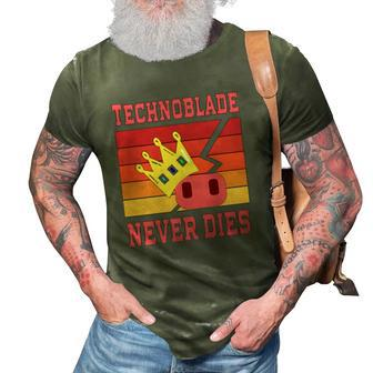 Technoblade Never Dies Vintage Retro Style 3D Print Casual Tshirt | Mazezy