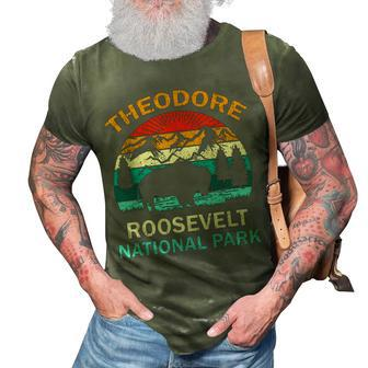 Theodore Roosevelt National Park North Dakota Buffalo Retro 3D Print Casual Tshirt - Seseable