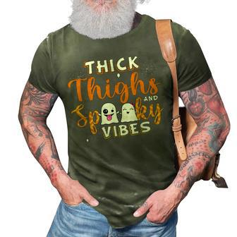 Thick Thighs And Spooky Vibes Ghost Boo Girls Boys Halloween 3D Print Casual Tshirt - Seseable