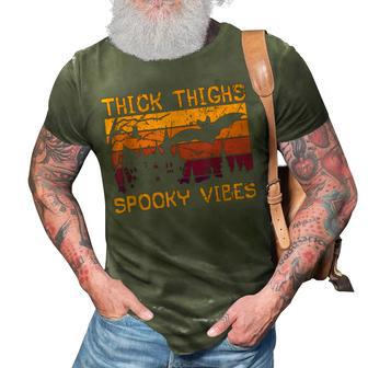 Thick Thighs Spooky Vibes Bat Halloween V3 3D Print Casual Tshirt - Seseable