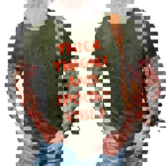 Thick Thighs Spooky Vibes Halloween Pumpkin Ghost Graphic 3D Print Casual Tshirt - Seseable
