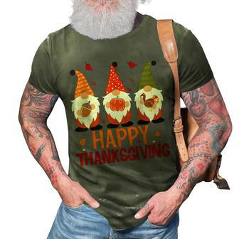 Three Gnomes Happy Thanksgiving Autumn Fall Pumpkin Spice V2 3D Print Casual Tshirt - Thegiftio UK