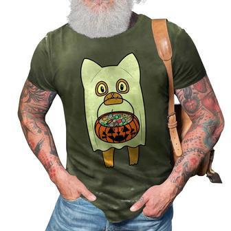 Trick-Or-Treat Halloween Cat In Ghost Costume 3D Print Casual Tshirt - Seseable