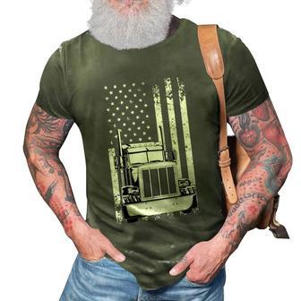 Truck Driver American Flag Trucker Vintage Gift V2 3D Print Casual Tshirt - Monsterry