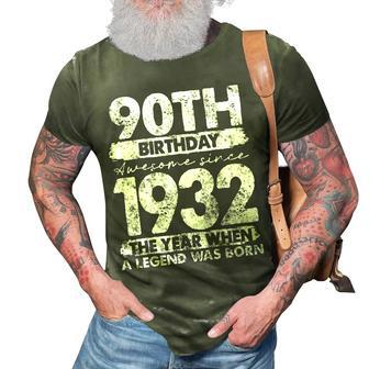 Vintage 1932 Limited Edition 1932 90 Years Old 90Th Birthday 3D Print Casual Tshirt - Seseable