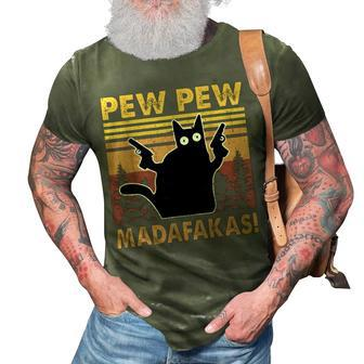 Vintage Black Cat Pew Pew Madafakas Funny Crazy Cat Lovers V2 3D Print Casual Tshirt - Seseable
