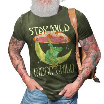 Vintage Retro Stay Wild Moon Child Frog Peace Love Hippie 3D Print Casual Tshirt - Seseable