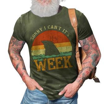 Vintage Sorry I Cant Its Week Funny Shark Gift 3D Print Casual Tshirt - Thegiftio UK