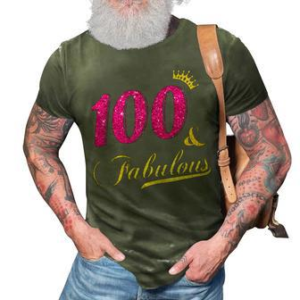Womens 100 And Fabulous Diamond Crown Happy 100Th Birthday 3D Print Casual Tshirt - Thegiftio UK