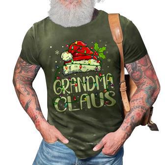 Womens Grandma Claus Christmas Lights Pajama Family Matching 3D Print Casual Tshirt - Thegiftio