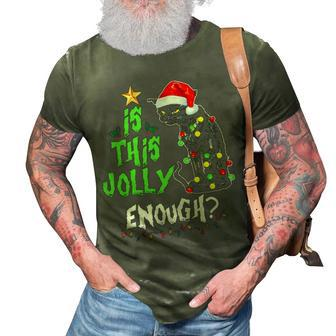 Womens Is This Jolly Enough Noel Black Cat Merry Christmas 3D Print Casual Tshirt - Thegiftio UK